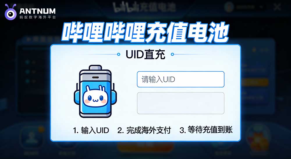 海外bilibili 充值電池無需登錄的充值方法,UID直充平臺ANTNUM